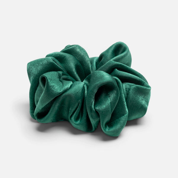 GREEN HAMMERED SATIN BIG SCRUNCHIE