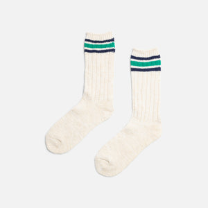 GREEN ACRYLIC SOCKS WITH STRIPES