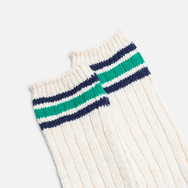 GREEN ACRYLIC SOCKS WITH STRIPES