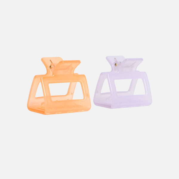 PACK OF 2 HAIR CLIP ORANGE AND LILAC / PAQUET DE 2 PINCES À CHEVEUX LILAS ET ORANGE