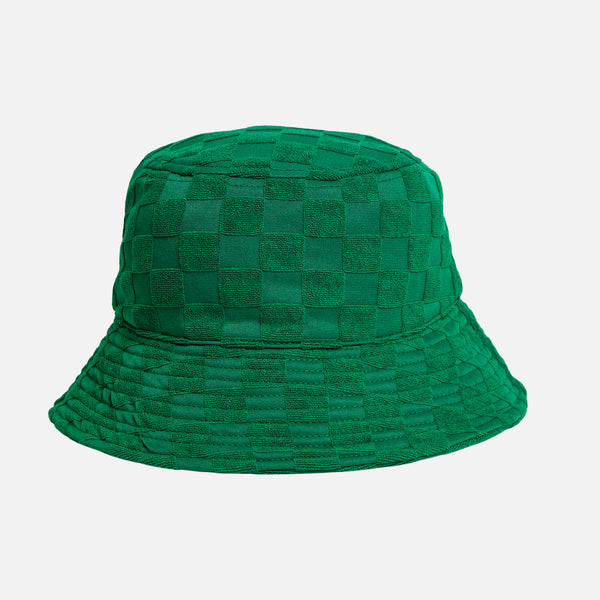 GREEN JACQUARD BUCKET HAT / LE BOB VERT EN JACQUARD EFFET DAMIER