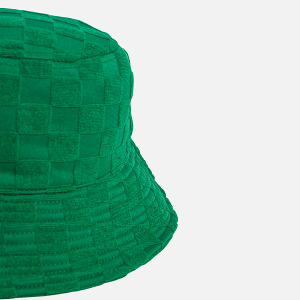 GREEN JACQUARD BUCKET HAT / LE BOB VERT EN JACQUARD EFFET DAMIER