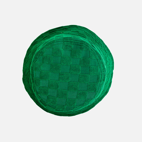 GREEN JACQUARD BUCKET HAT / LE BOB VERT EN JACQUARD EFFET DAMIER