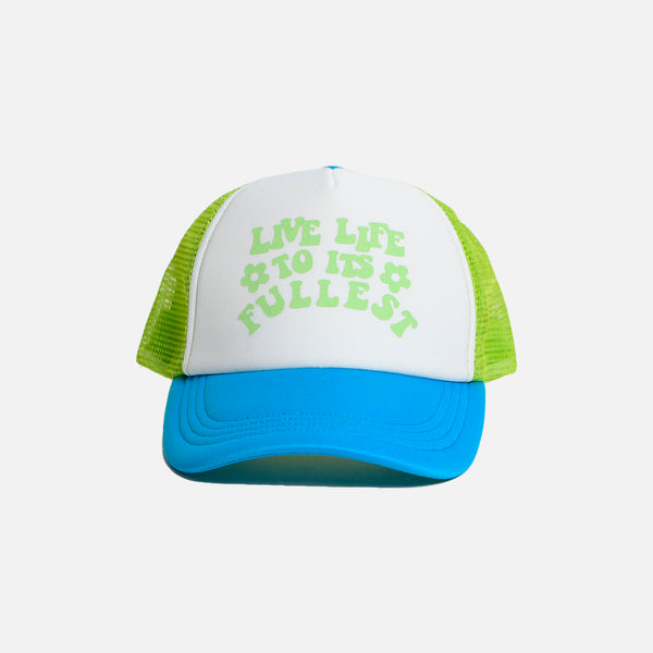 MULTICOLOR TRUCKER CAP WITH EMPOWERING QUOTE