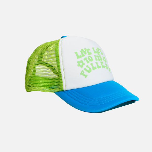 MULTICOLOR TRUCKER CAP WITH EMPOWERING QUOTE