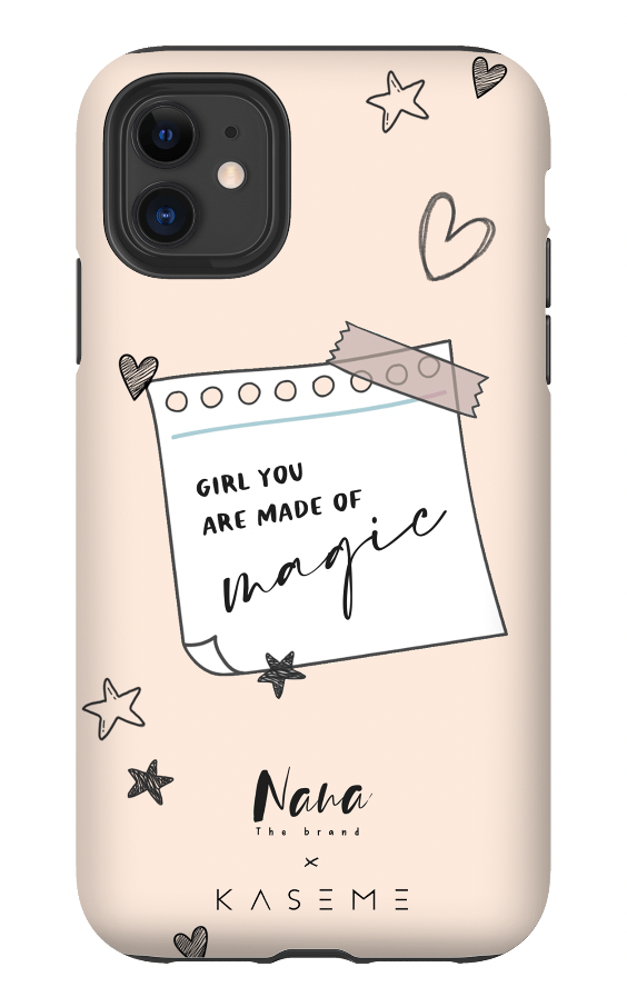 Cell phone case "Girl you are made of magic" pink / Étui pour cellulaire "Girl you are made of magic" rose