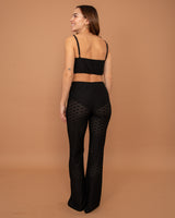 Black knitted lace crop Cami