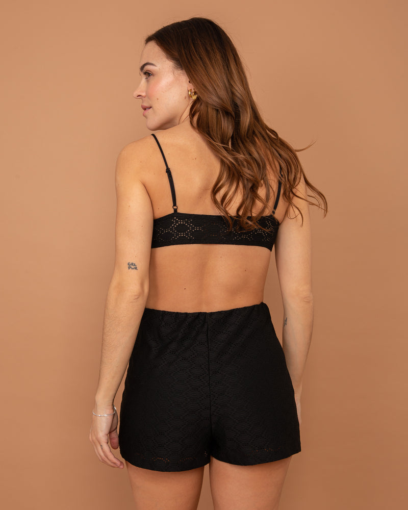 Black Knitted lace romper 