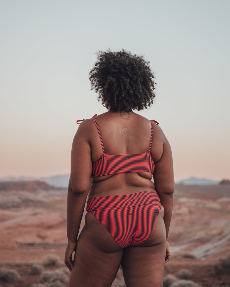 ELOISE BIKINI BOTTOM CORAL STRIPES 