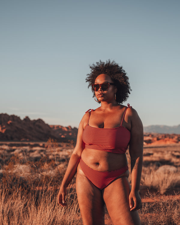 NAADEI BIKINI TOP CORAL STRIPES