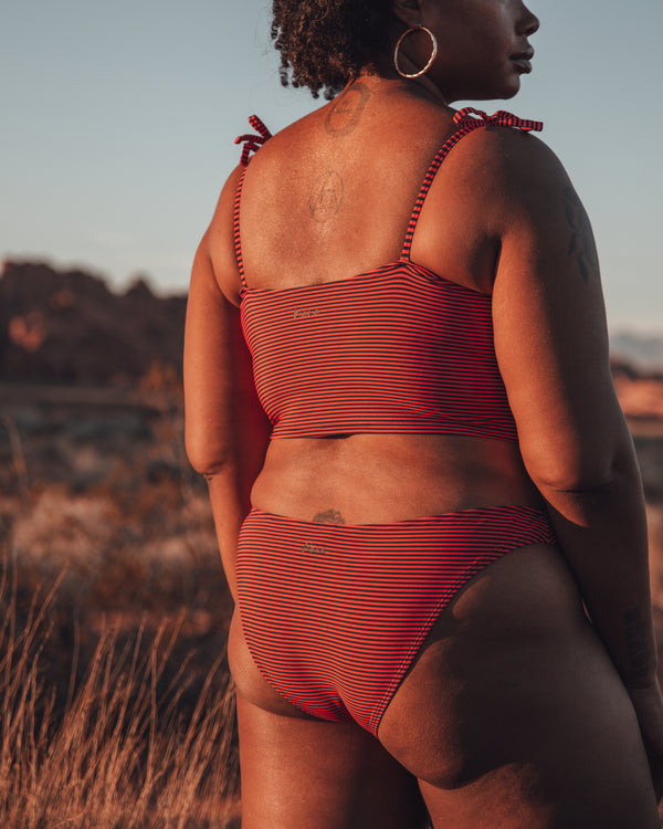 DIANA BIKINI BOTTOM CORAL STRIPES