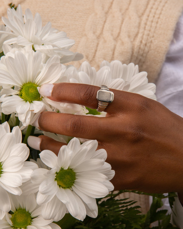 Square signet ring silver