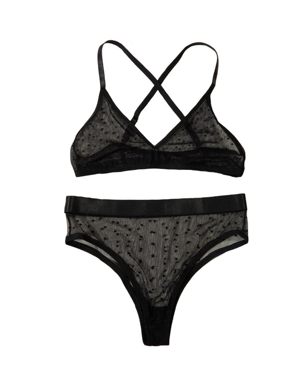 Bralette N.6 - MESH DOTS BLACK / Bralette N. 6 - Maille pois noir