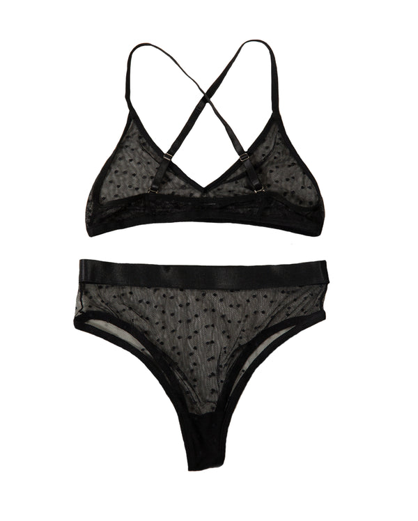 Bralette N.6 - MESH DOTS BLACK / Bralette N. 6 - Maille pois noir