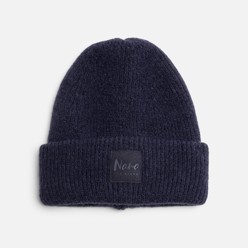 NAVY BLUE BEANIE KNITED HAT WITH NANA PATCH