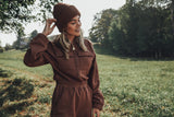 BROWN BEANIE KNITED HAT WITH NANA PATCH