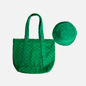 SAC JACQUARD VERT EFFET DAMIER
